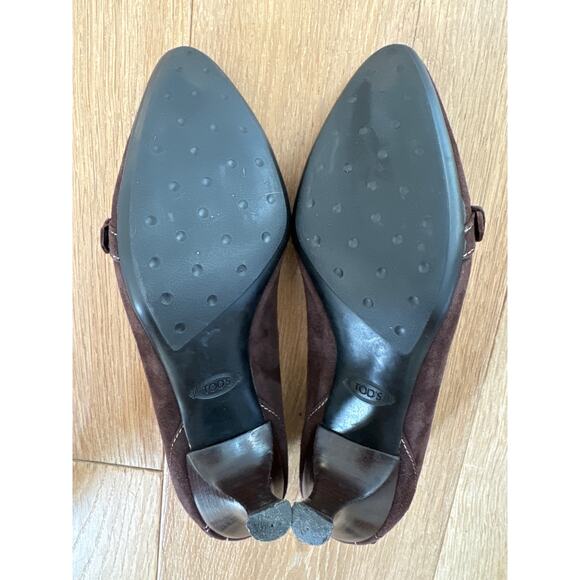 Women’s Tod’s Brown Suede Kitten Heel Loafer - Picture 12 of 13